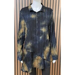 Adore Women's XL Blue Blouse Polyester Tunic Layered Hem Minimalist‎ Stretch